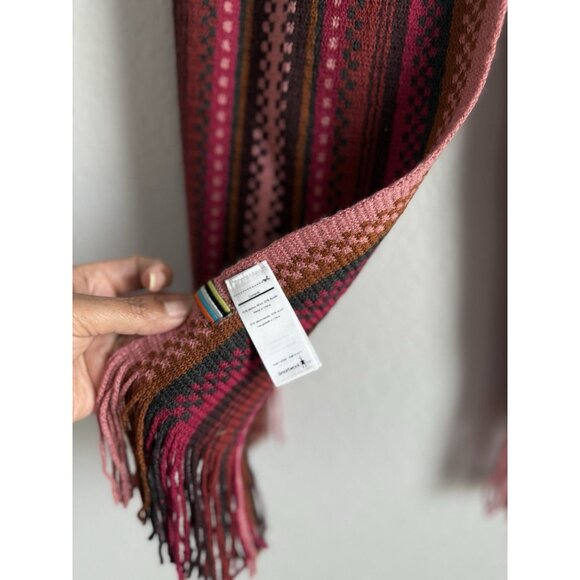 Smartwool Women Striped Wool Scarf Fringe Meadow Line‎ Canyon Rose Pink Size OS - Picture 6 of 12